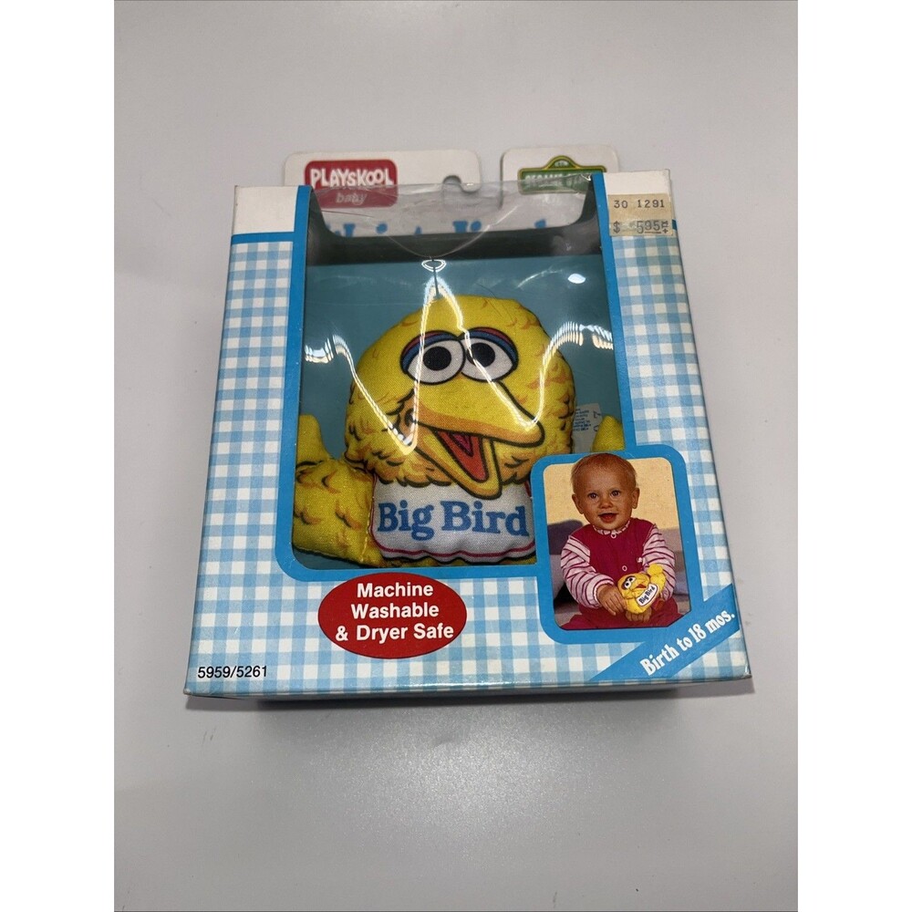 VINTAGE 1988 PLAYSKOOL Wrist JINGLES SESAME Street YELLOW BIG BIRD RATTLE PLUSH